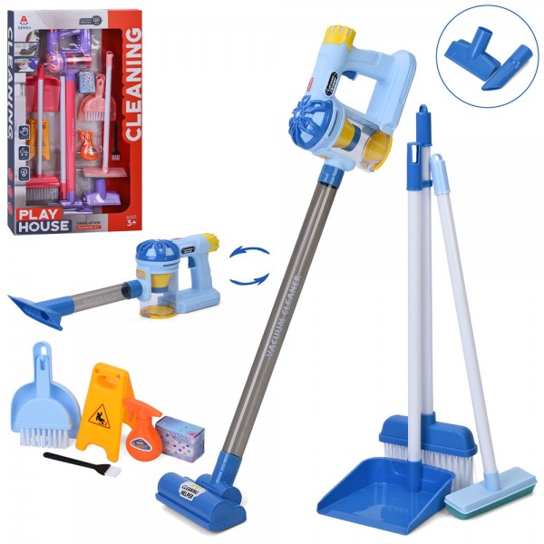 243661 Набір для прибирання 096-60A-B пилосос,62см,звук,швабра,щітки,совок,2 кольори,на бат-ці,36-65,5-8см