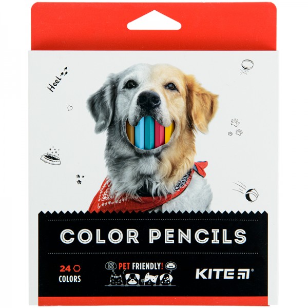 143260 Олівці кольорові, 24 шт. Kite Dogs