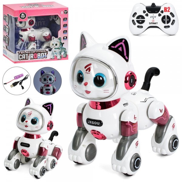 247864 Тварина 788A-5 радіок.2,4G, кіт, 23см, акум,сенсор. музика,звук(англ), світло, їздить,USB,, кор.