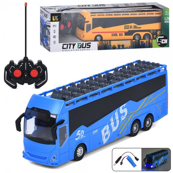 244544 Автобус 197-5-6 радірк., акум, 30см, 1:24, світло, гум. колеса,USBзаряд.,2 кольори,в кор.,43-13-10см