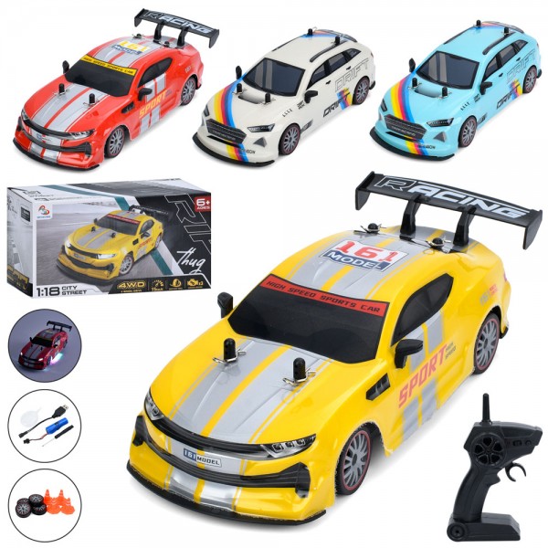 244545 Машина 161-RC02M-4M радіок.2,4G,акум, 23см,1:18,дрифт,доп.колеса,4х4,корпус не б'ється,пара/дим,USB