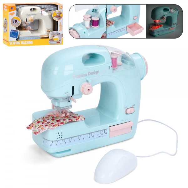 244558 Швацька машина XS-25055 24-20-10см, шиє, педаль керув.,світло,нитки,тканина,2 кольори,на бат.,в кор.