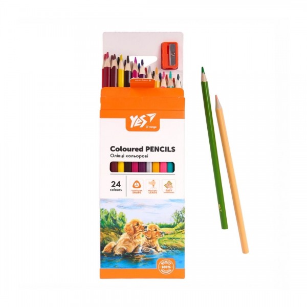 224536 Олівці кольорові Yes 24 кол. "Orange Line" з точилкою