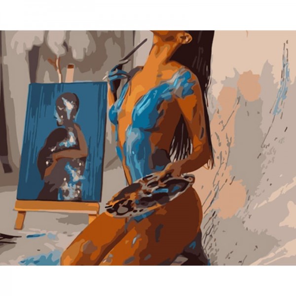 219700 Картина за номерами Strateg ПРЕМІУМ Боді-арт з лаком розміром 40х50 см (GS1330)