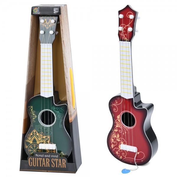 163435 Гітара 8082A струни 4 шт., медіатор, 2 кольори, кор., 17,5-49,5-6,5 см.
