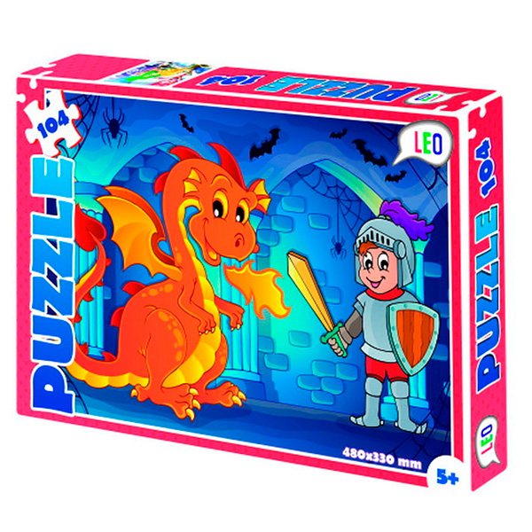 59190 Пазли 200-8(12 шт) Лео, "Лицар та дракон", в кор-ці, 32-22-4см