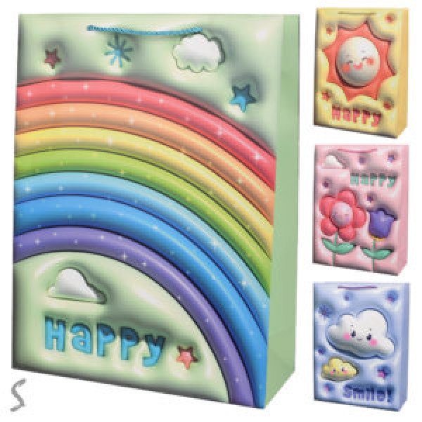 257427 Пакет подарунковий паперовий M "Happy 3D" 26*32*12см R96974-M