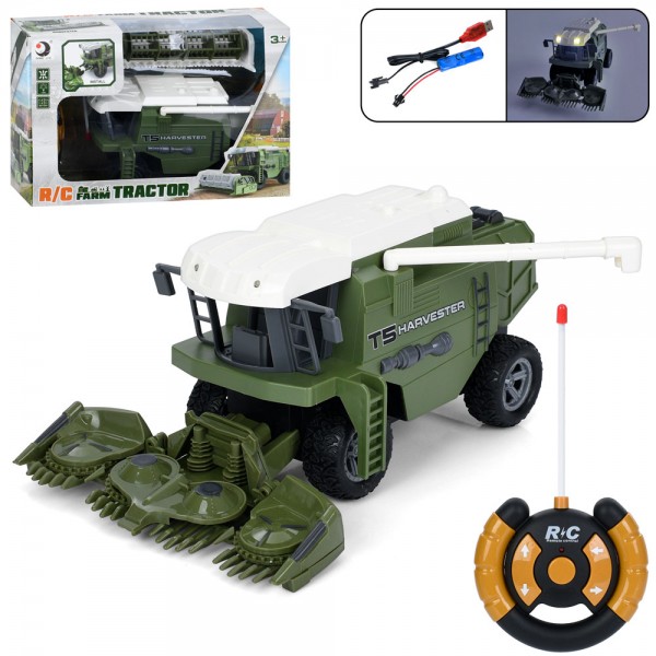 244158 Комбайн 1907-B радіокер., акум, світло, гумові колеса, USB, 2 види, кор., 30,5-20,5-12 см.