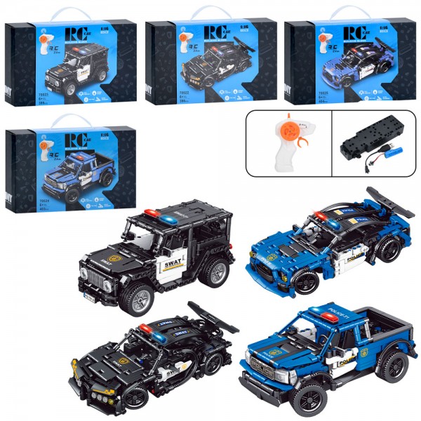 244161 Конструктор 70022-3-4-5D радіокер.,2,4G, машина, поліція, 1:16, акум, USB, 4 види,кор.,32-19,5-7,5см