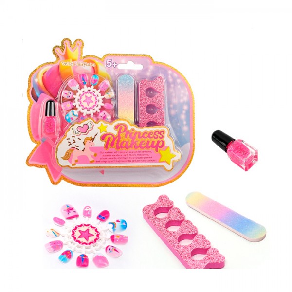 244154 Косметика SR24087  набір для манікюру (лак, пилка, розділювач для пальців, наліпки),лист,21-18,5-2,5