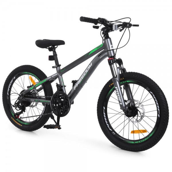 250823 Велосипед PROFI FREEDOM 20 д. FD-2002 алюм.рама 11",SKD 85%,SHIMANO 21SP,швидкознім.кол.,темно-сірий