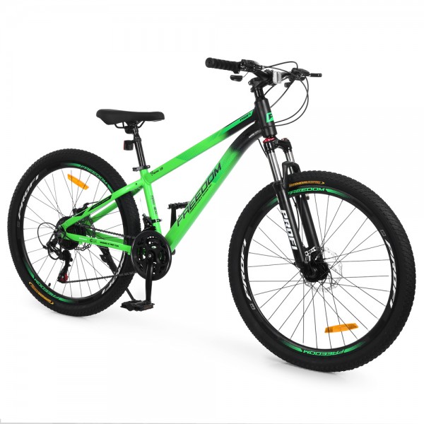 250955 Велосипед PROFI FREEDOM 24 д. FD-2403 алюм.рама 11",SKD85%,SHIMANO 21SP,швидкознім.кол.,салатовий