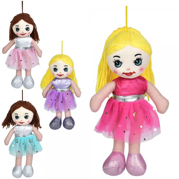 237821 Лялька YG0258 м'яконабивна, петелька, 4 кольори, кул., 13-27-7 см.
