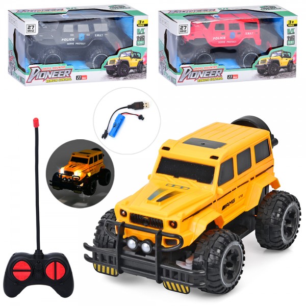 244919 Джип CD8109A-8C радіок., акум, 20,5см, 1:16, світло, USBзарядне, 2 види(1вид поліція)/мікс кольорів