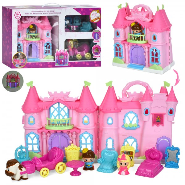244939 Замок 16926 замок принцеси, 24-12,5-в25см, музика, світло, меблі, фігурки 2шт, карета,на бат.,в кор.