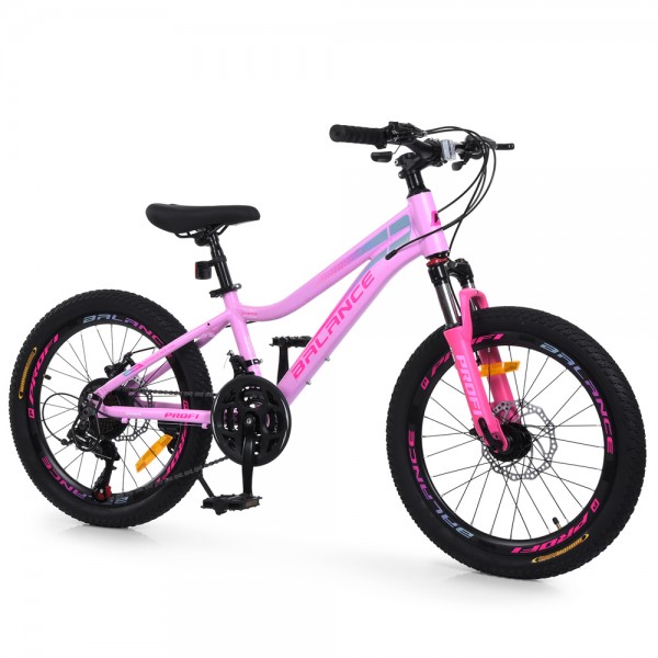 251000 Велосипед PROFI BALANCE 20 д. BL-2001 алюм.рама 11",SKD85%,SHIMANO 21SP,швидкознім.кол..,рожевий