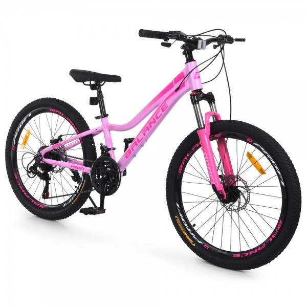 251001 Велосипед PROFI BALANCE 24 д. BL-2401 алюм.рама11",SKD85%,SHIMANO 21SP,швидкознім.кол.рожевий