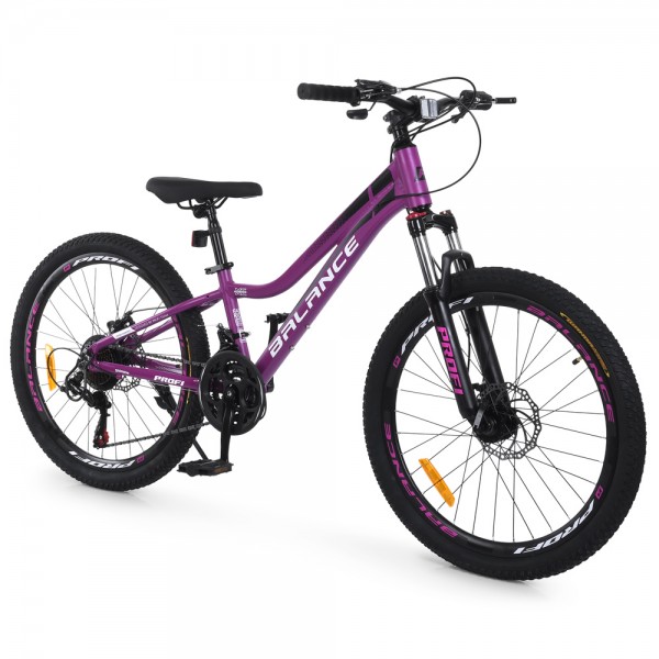 251005 Велосипед PROFI BALANCE 24 д. BL-2403 алюм.рама 11",SKD85%,SHIMANO 21SP,швидкознім.кол.фуксія