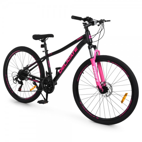 251019 Велосипед PROFI DELICATE 27,5 д. DL-27503 сталев.рама15",SKD85%,SAIGUAN 21SP,швидкоз.чорно-рожевий