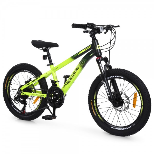 251023 Велосипед PROFI FREEDOM 20 д. FD-2001 алюм.рама 11",SKD 85%,SHIMANO 21SP,швидкознім.кол.лайм