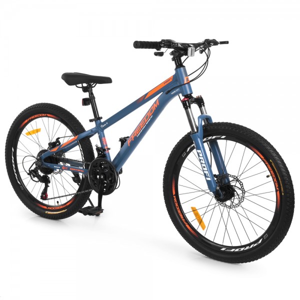 251024 Велосипед PROFI FREEDOM 24 д. FD-2406 алюм.рама 11",SKD85%,SHIMANO 21SP,швидкознім.кол.,синьо-помар.