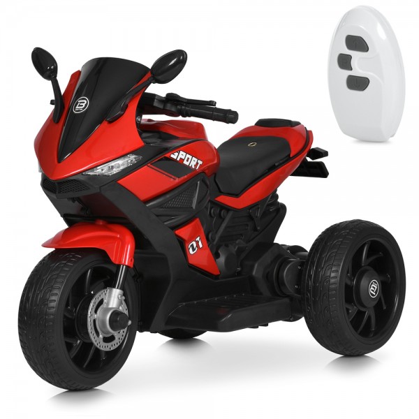 248056 Мотоцикл M 4454ELR-3 радіокер.1акум6V5AH, 2мотора35W, муз, світло, шкіра,колеса EVA, TF, червоний