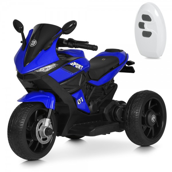 248057 Мотоцикл M 4454ELR-4 радіокер.1акум6V5AH, 2мотора35W, муз, світло, шкіра,колеса EVA, TF, синій