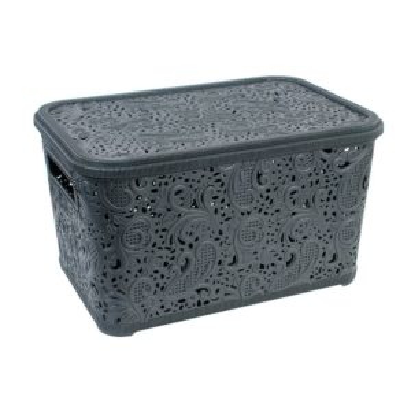 185919 Кошик-плетінка з кришкою "Ажур" 1.8л 15.5*21*9.5см., PB-666