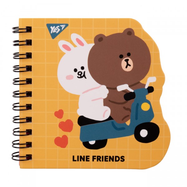 201018 Блокнот YES 100x100/30 подв. спіраль "Line Friends" yellow, крапки