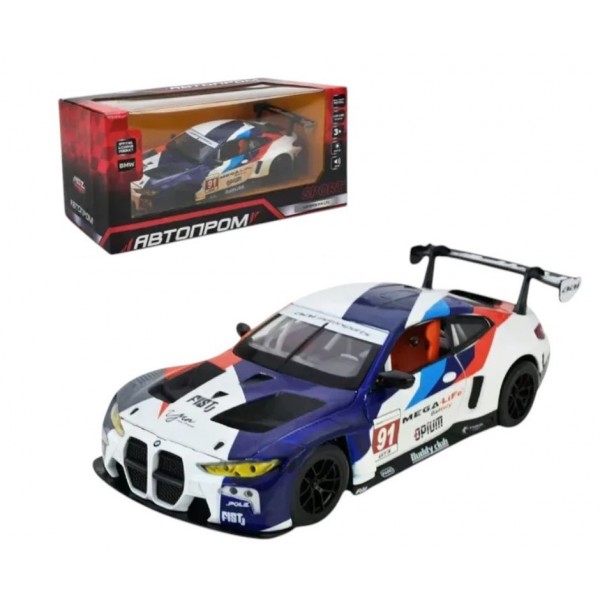 248152 Іграшка машина мет. АВТОПРОМ арт. 68282A(B) 1:24 "BMW M4 GT3" blue color,батар.,світло,звук,відкр.