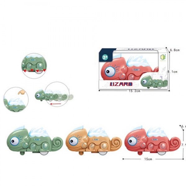 152170 Заводна іграшка HY-782 хамелеон, 3 кольори, кор., 15,5-8,5-7 см.