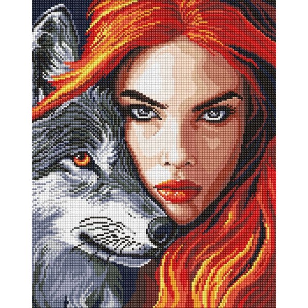 233421 Набір з алмазною мозаїкою "Руда з вовком" 40х50см
