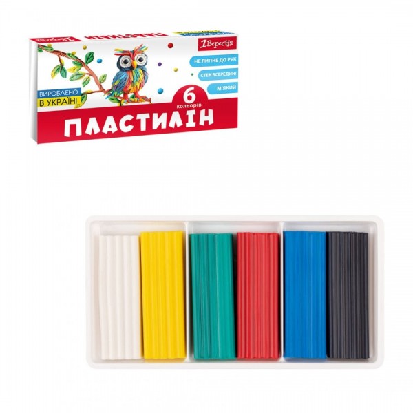 224565 Пластилін 1Вересня, 6 кол., 120г "Classic"