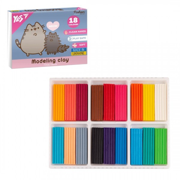 224569 Пластилін Yes, 18 кол., 360г "Pusheen"