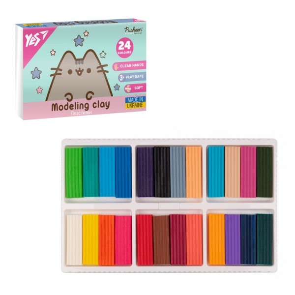 224570 Пластилін Yes, 24 кол., 480г "Pusheen"