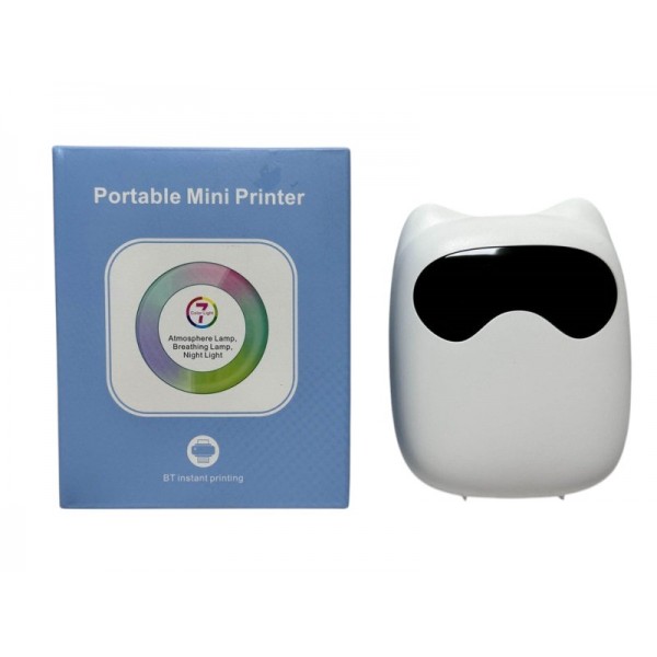 244490 Принтер C37 mini, портативний принтер,11-8,5-4,5см, світло, акум.,USBзарядне, папір,2 кольори,в кор.