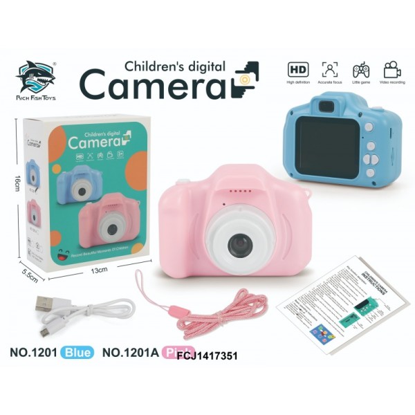 244492 Фотоапарат 1201 акум., кольор.екран, фото, відео, гра, TFслот, USBзаряд.,шнурок,в кор.,13,5-16-5,5см