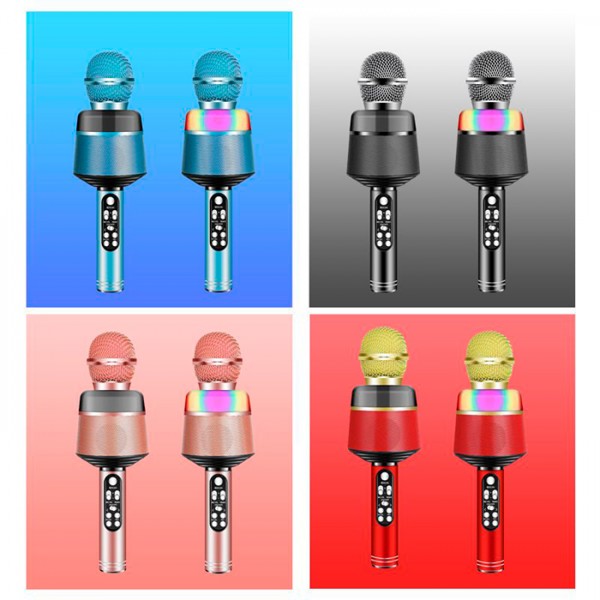 242108 Мікрофон Q008 акум., Bluetooth, TFслот, USBвх, MP3, USB, 4 кольори, світло, кор., 28-8,5-8,5 см.
