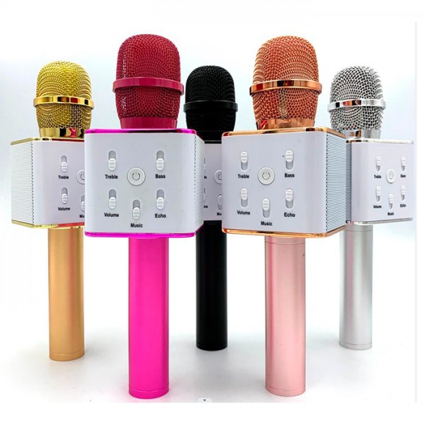242110 Мікрофон Q7 акум., Bluetooth, USBвх, USB, мікс кольорів, кор., 9-26-8 см.