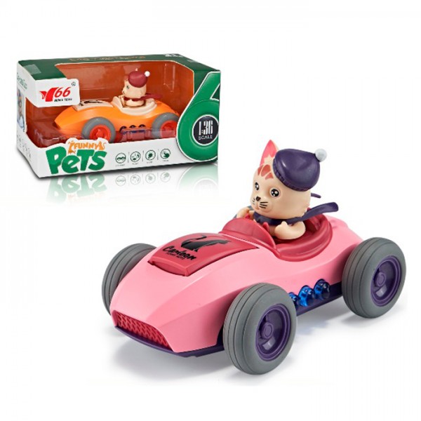 242450 Машинка MY66-K1214 інерц., з фігуркою, гум.колеса, метал+пластик, 2 кольори, муз., світло, бат.,кор.