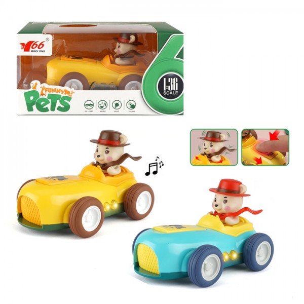 242452 Машинка MY66-K1216 з фігуркою, гум.кол,метал+пластик, 2 кольори, муз., світло, бат., кор.,16-8-9см.