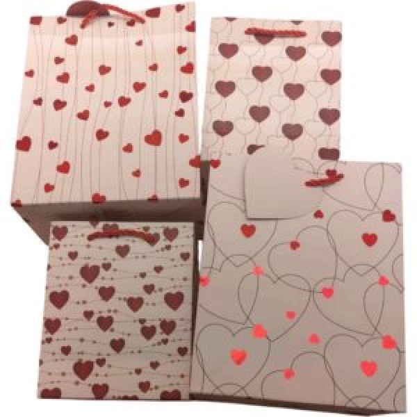 257334 Пакет подарунковий паперовий S "Hearts" 18*23*10см R40820-S