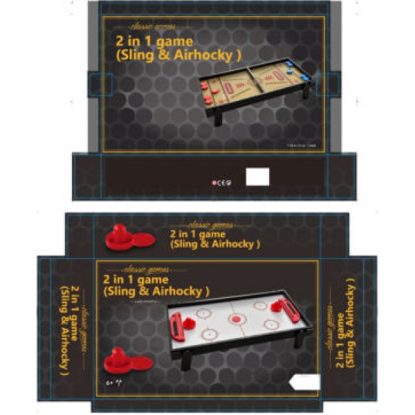 241893 Настільна гра FD108287 2в1 (слінг, хокей), ігрове поле, дерево+пласт., кор., 61-32-7,5 см.