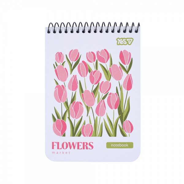 247653 Зошит для записів Yes А6/80 од. спіраль "Flowers"
