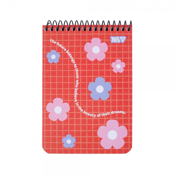 247655 Зошит для записів Yes А6/80 од. спіраль "Smiley and Flowers"