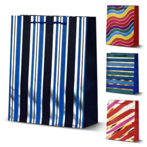 257449 Пакет подарунковий паперовий M "Stripes" 26*32*10см R33066-M
