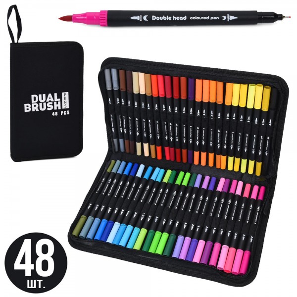 244143 Набір для творчості MK 5766-48 маркери, двосторонні, набір 48шт., пенал, 18,5-31-3,5 см.