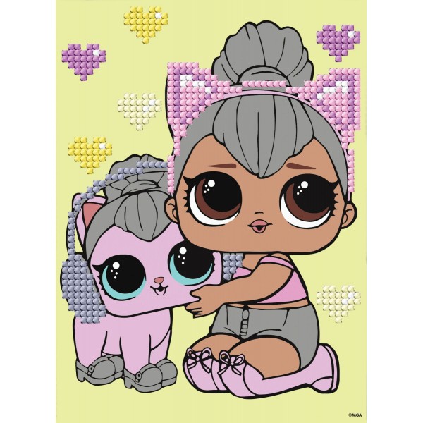233499 Набір з алмазною мозаїкою (вибірковою) "L.O.L. Surprise! Kitty Queen With Kitty Kitty" 15x20см