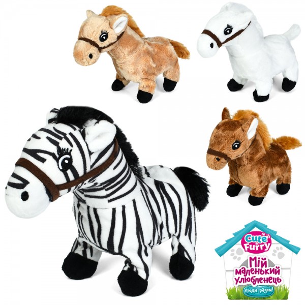 240037 М'яка іграшка YG0264 конячка, ходить, 4 кольори, муз., бат., кул.