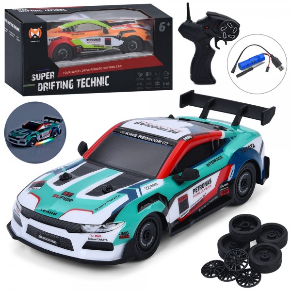 245177 Машина 36900 радіок.2,4G,акум,26,5см,1:16,дрифт,світло,корпус не б'ється,доп.колеса,4х4,USBзар.,2кол